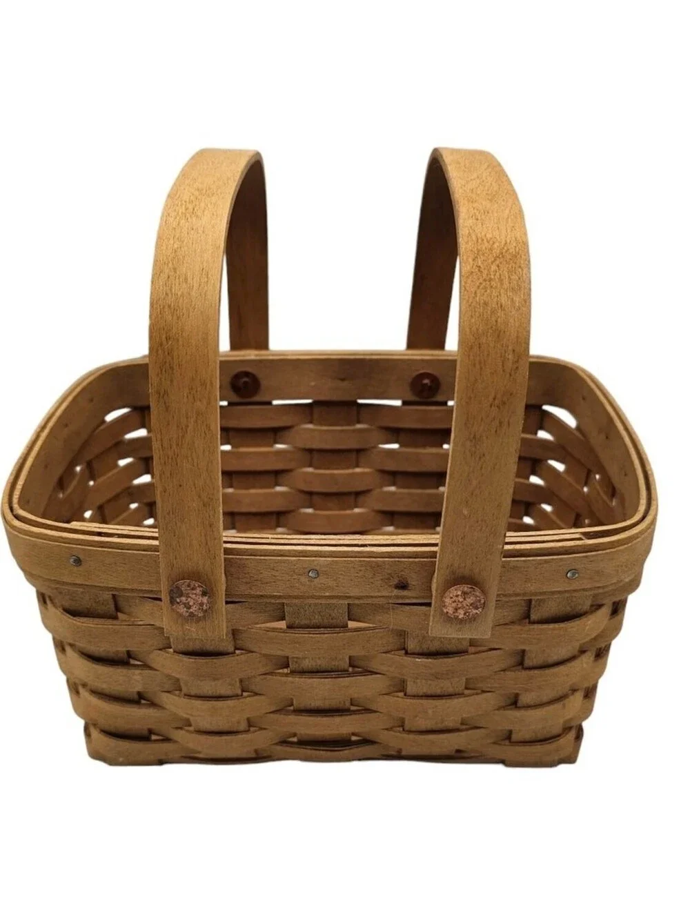 Vintage Longaberger Basket with Handles Signed LM 2003 Made in USA